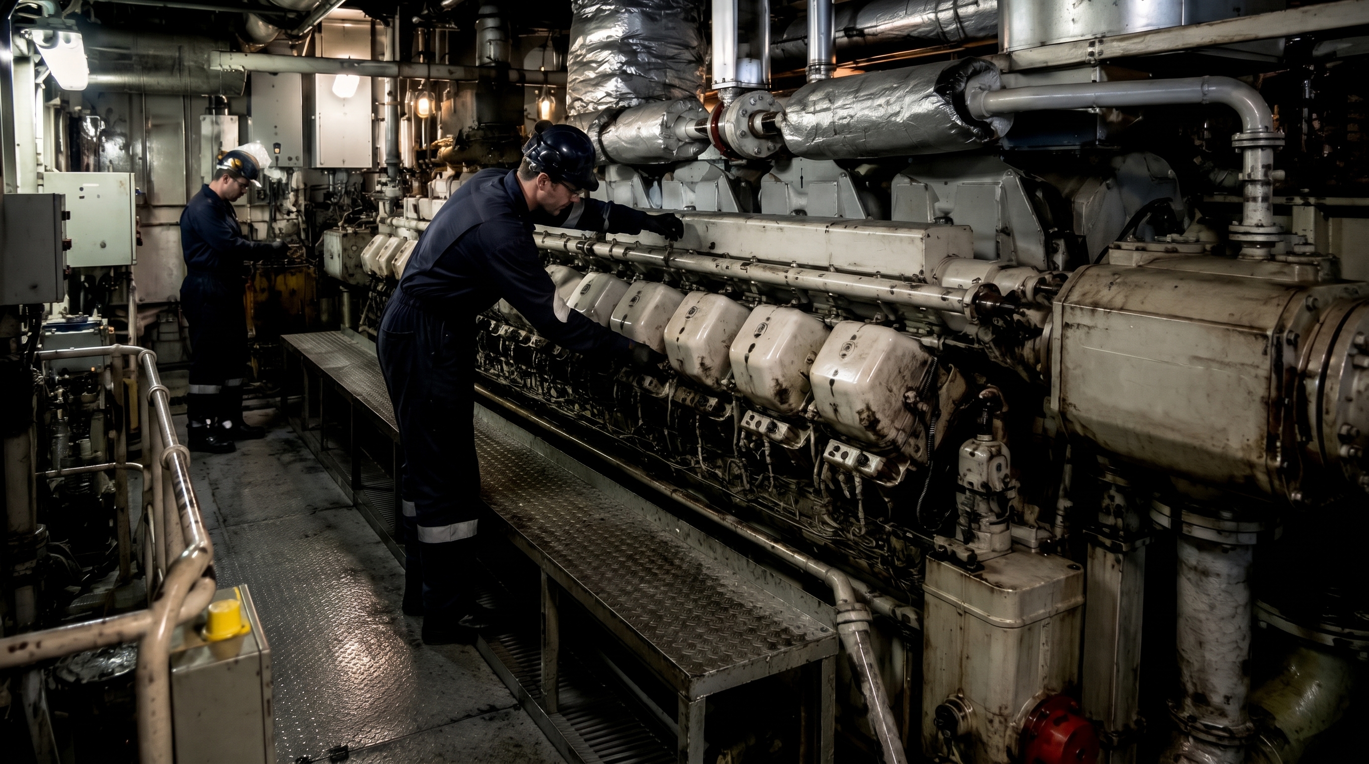 Large machinery assembly in an industrial maintenance environment